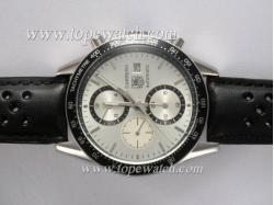 Tag Heuer Carrera Chronograph Automatic White Dial with Black Bezel Same Chassis As 7750-High Quality