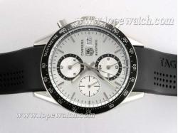 Tag Heuer Carrera Chronograph Automatic with White Dial Same Chassis As 7750 Rubber-High Quality