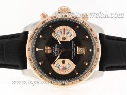 Tag Heuer Grand Carrera Calibre 17 Working Chrono Two Tone Case with Black Dial-Same Structure As ETA Version-High Quality