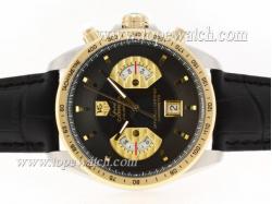 Tag Heuer Grand Carrera Calibre 17 Working Chrono Two Tone Case with Black Dial-Same Structure As ETA Version-High Quality