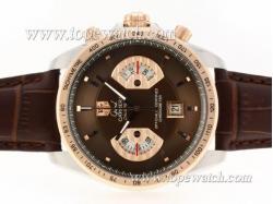 Tag Heuer Grand Carrera Calibre 17 Working Chrono Two Tone Case with Brown Dial-Same Structure As ETA Version-High Quality