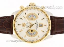 Tag Heuer Grand Carrera Calibre 17 Working Chrono Two Tone Case with White Dial-Same Structure As ETA Version-High Quality