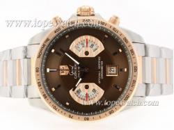 Tag Heuer Grand Carrera Calibre 17 Working Chrono Two Tone with Brown Dial-Same Structure As ETA Version-High Quality