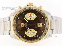 Tag Heuer Grand Carrera Calibre 17 Working Chrono Two Tone with Brown Dial-Same Structure As ETA Version-High Quality