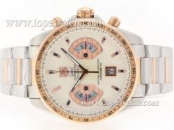 Tag Heuer Grand Carrera Calibre 17 Working Chrono Two Tone with White Dial-Same Structure As ETA Version-High Quality