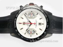 Tag Heuer Grand Carrera Calibre 17 Working Chronograph PVD Case with White Dial-Rubber Strap