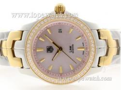 Tag Heuer Link 200 Meters Swiss ETA Movement Two Tone Diamond Bezel with Pink Dial-Lady Size Model 1:1 Version