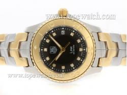 Tag Heuer Link 200 Meters Swiss ETA Movement Two Tone Diamond Markers with Black Dial-Lady Size 1:1 Version