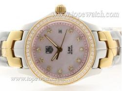 Tag Heuer Link 200 Meters Swiss ETA Movement  Two Tone Diamond Marking and Bezel with Pink Dial-Lady Size Model 1:1 Version