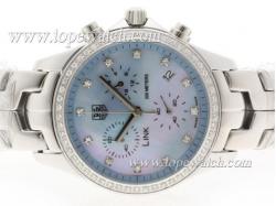 Tag Heuer Link 200 Meters Working Chronograph Diamond Bezel & Marking with Blue Mop Dial - Lady Size