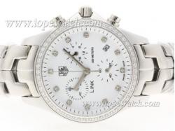 Tag Heuer Link 200 Meters Working Chronograph Diamond Bezel & Marking with White Dial - Lady Size