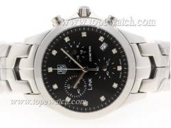 Tag Heuer Link 200 Meters Working Chronograph Diamond Marking with Black Dial - Lady Size