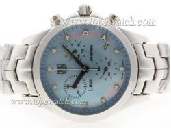 Tag Heuer Link 200 Meters Working Chronograph Diamond Marking with Blue MOP Dial - Lady Size