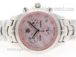 Tag Heuer Link 200 Meters Working Chronograph Diamond Marking with Pink MOP Dial - Lady Size