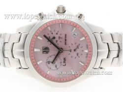 Tag Heuer Link 200 Meters Working Chronograph Stick Marking with Pink MOP Dial - Lady Size