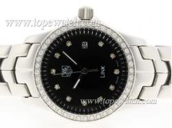 Tag Heuer Link Diamond Marking & Bezel with Black Dial S/S -Lady Size