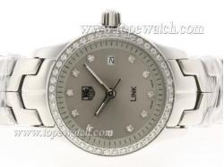 Tag Heuer Link Diamond Marking & Bezel with Gray Dial S/S -Lady Size