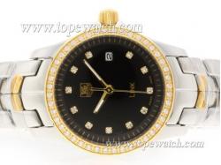 Tag Heuer Link Swiss ETA Movement Two Tone Diamond Bezel with Black Dial-Lady Model 1:1 Version