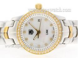 Tag Heuer Link Swiss ETA Movement Two Tone Diamond Bezel with MOP Dial-Lady Model 1:1 Version