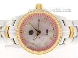 Tag Heuer Link Swiss ETA Movement Two Tone Diamond Bezel with Pink MOP Dial-Lady Model 1:1 Version