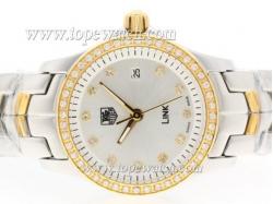 Tag Heuer Link Swiss ETA Movement Two Tone Diamond Bezel with Silver Dial-Lady Model 1:1 Version