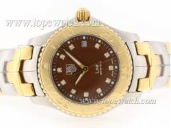 Tag Heuer Link Swiss ETA Movement Two Tone Diamond Markers with Brown Dial-Lady Model 1:1 Version