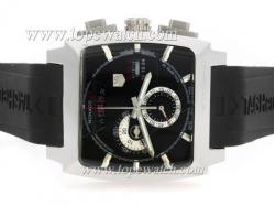 Tag Heuer Monaco Calibre 12 Working Chronograph with Black Dial-Rubber Strap