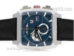 Tag Heuer Monaco Calibre 12 Working Chronograph with Blue Dial-Leather Strap