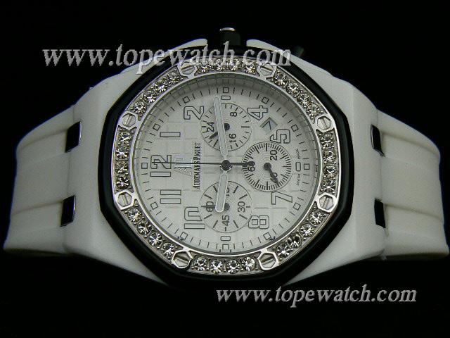 Replica Audemars Piguet_White Rubber Band_Silver Case_White Face_42mm/11mm_Quartz