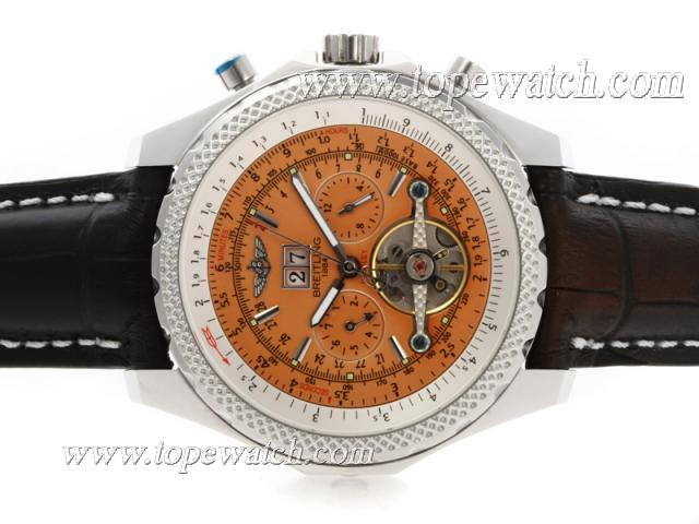 Replica Breitling Bentley Tourbillon Chronograph Automatic with Orange Dial-Deployment Buckle