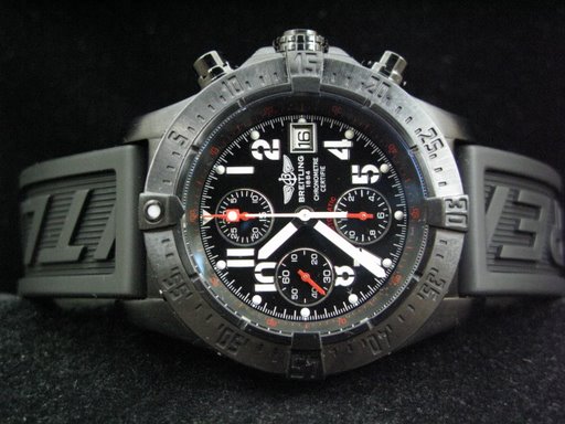 Replica Breitling_Black Rubber  Band_Black Face_Silver Case_48\18mm