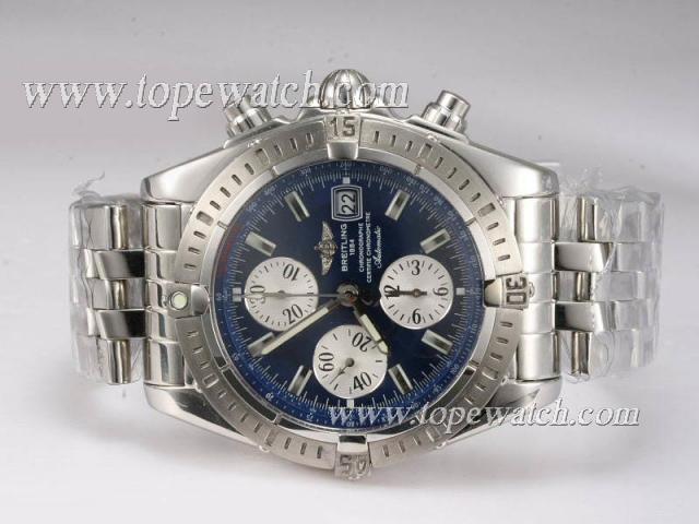 Replica Breitling Chronomat Evolution Chronograph Asia Valjoux 7750 Movement with Blue Dial