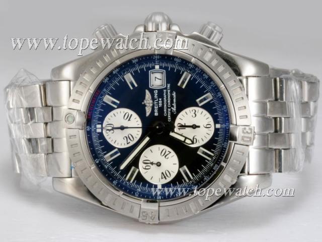 Replica Breitling Chronomat Evolution Chronograph Asia Valjoux 7750 Movement with Blue Dial