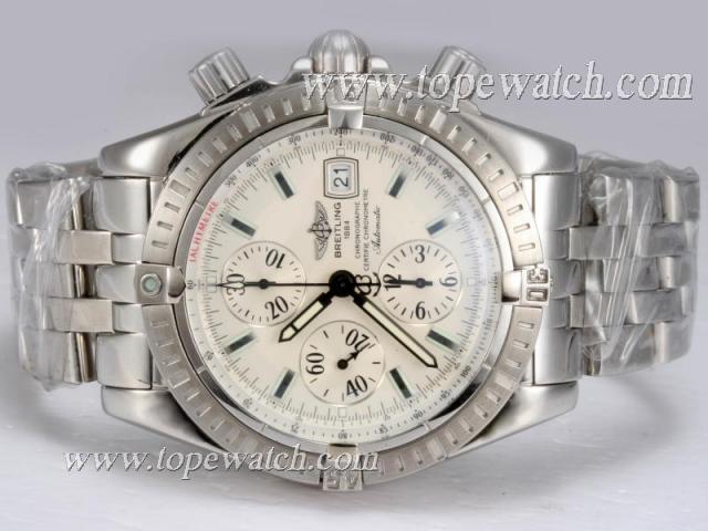 Replica Breitling Chronomat Evolution Chronograph Asia Valjoux 7750 Movement with White Dial