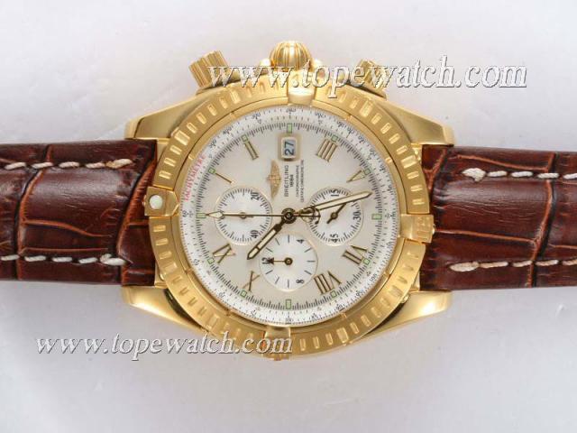 Replica Breitling Chronomat Evolution Working Chronograph Gold Case with White Dial