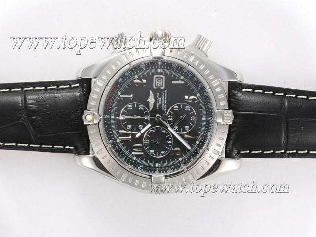 Replica Breitling Chronomat Evolution Working Chronograph with Black Dial