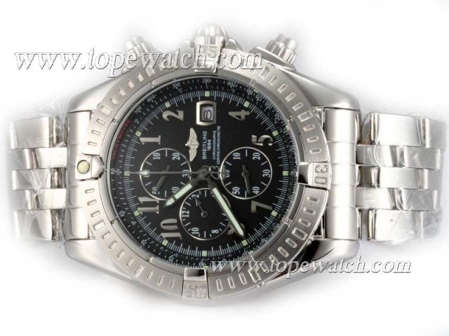 Replica Breitling Chronomat Evolution Working Chronograph with Black Dial