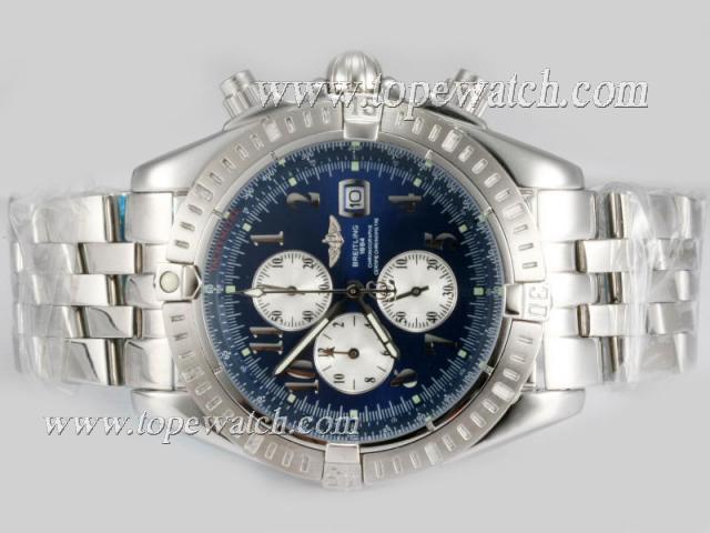 Replica Breitling Chronomat Evolution Working Chronograph with Blue Dial S/S