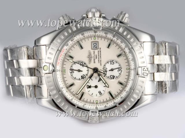 Replica Breitling Chronomat Evolution Working Chronograph with White Dial S/S