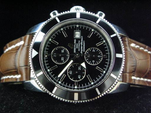 Replica Breitling_Coffee Leather Band_Black Face_Black Case_46\14mm