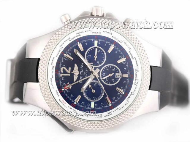 Replica Breitling for Bentley Chronograph Automatic with Blue Dial-Rubber Strap