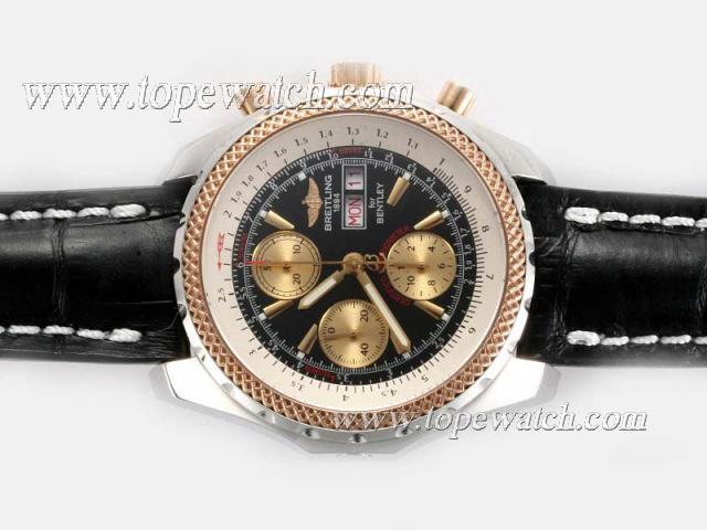 Replica Breitling for Bentley GT Chronograph Asia Valjoux 7750 Movement with Black Dial-Two Tone