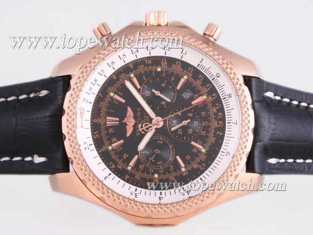 Replica Breitling for Bentley Motors Chronograph Automatic Rose Gold Case with Black Dial