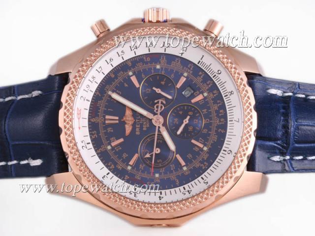 Replica Breitling for Bentley Motors Chronograph Automatic Rose Gold Case with Blue Dial