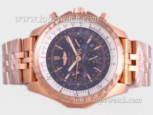 Replica Breitling for Bentley Motors T Chronograph Automatic Full Rose Gold with Blue Dial