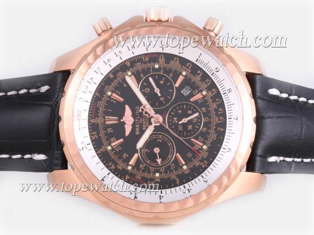 Replica Breitling for Bentley Motors T Chronograph Automatic Rose Gold Case with Black Dial and Strap