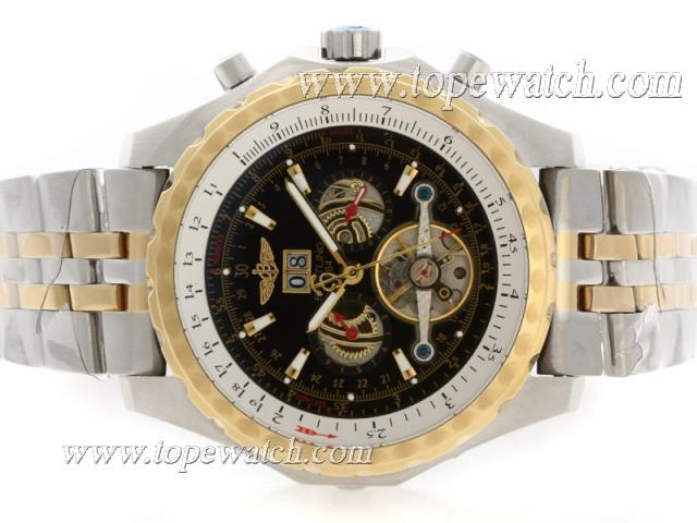 Replica Breitling for Bentley Motors T Tourbillon Chronograph Automatic Two Tone with Black Dial S/S