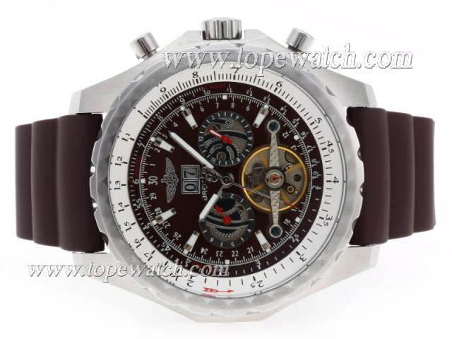 Replica Breitling for Bentley Motors T Tourbillon Chronograph Automatic with Brown Dial-Rubber Strap