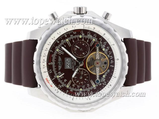 Replica Breitling for Bentley Motors T Tourbillon Chronograph Automatic with Brown Dial-Rubber Strap