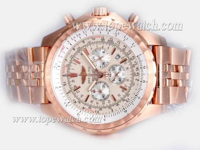 Replica Breitling for Bentley Motors T Working Chronograph Full Rose Gold with White Dial